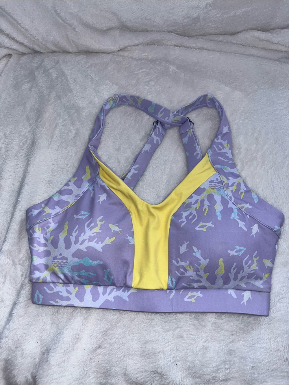 Localed Tahiti Swim Top Active Sports Bra Style Coral Scuba Print Local Edition